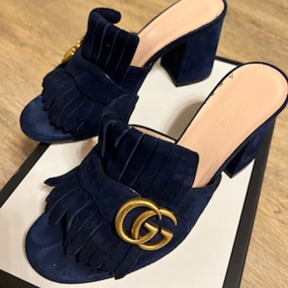 Gucci GG Marmont Suede Heeled Shoe 6.5 (36.5) NEW